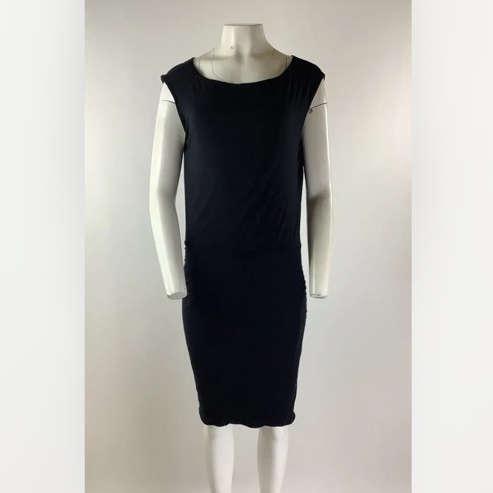 Athleta Sz S Westwood Stretch Sheath Dress Black Modal Wool Pullover Style